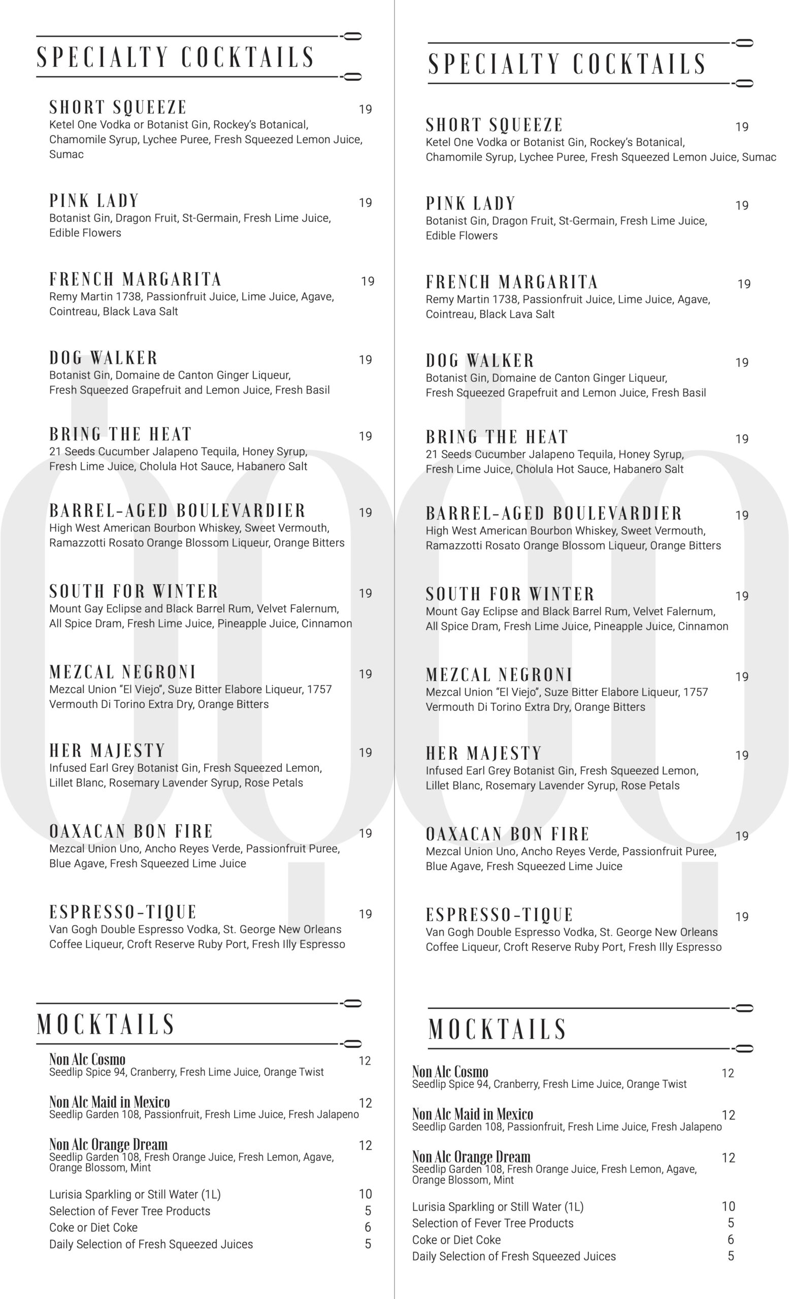 Bar Boutique - specialty cocktail list - 4.25.23 1