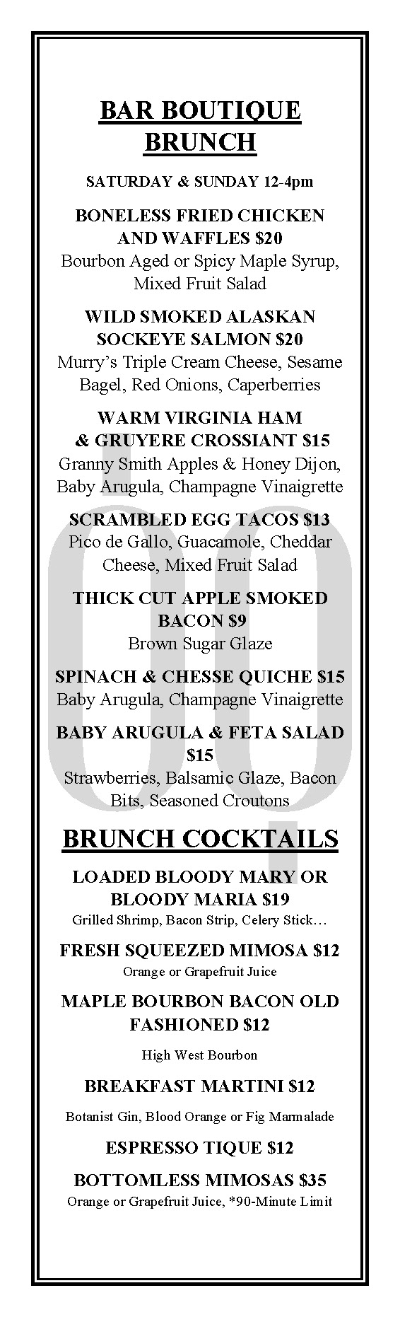 Bar Boutique - Brunch and Drinks